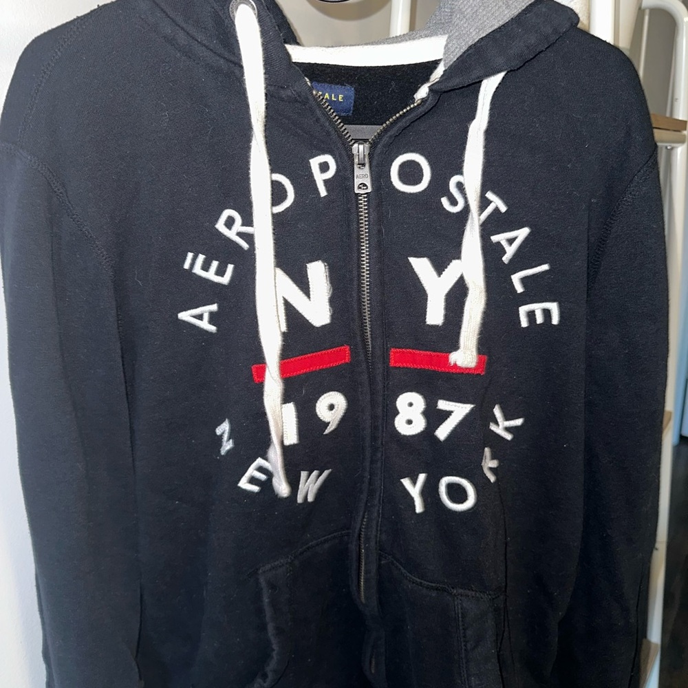 Aeropostale Black Hoodie with White and Red Details